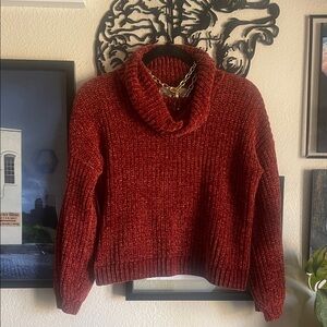 Pink Rose Rich Red Cowl Neck Sweater